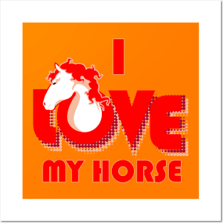 I love my horse cool retro design Posters and Art